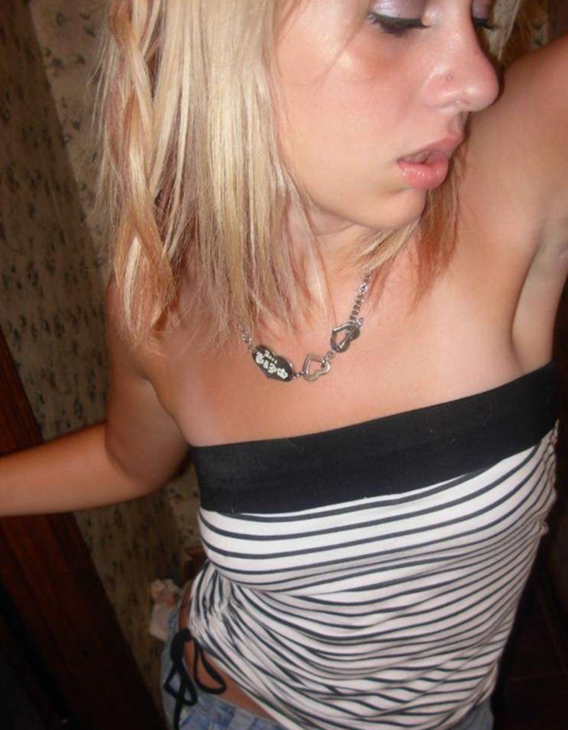 Blonde amateur girl being shy - Pic #20
