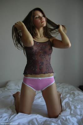 Cute Brunette Teen In Pink Panties - Pic #12