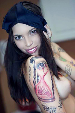 Wasted Tattood Teen Ryland Raven in Black Corset and White Stockings for Suicide Girls